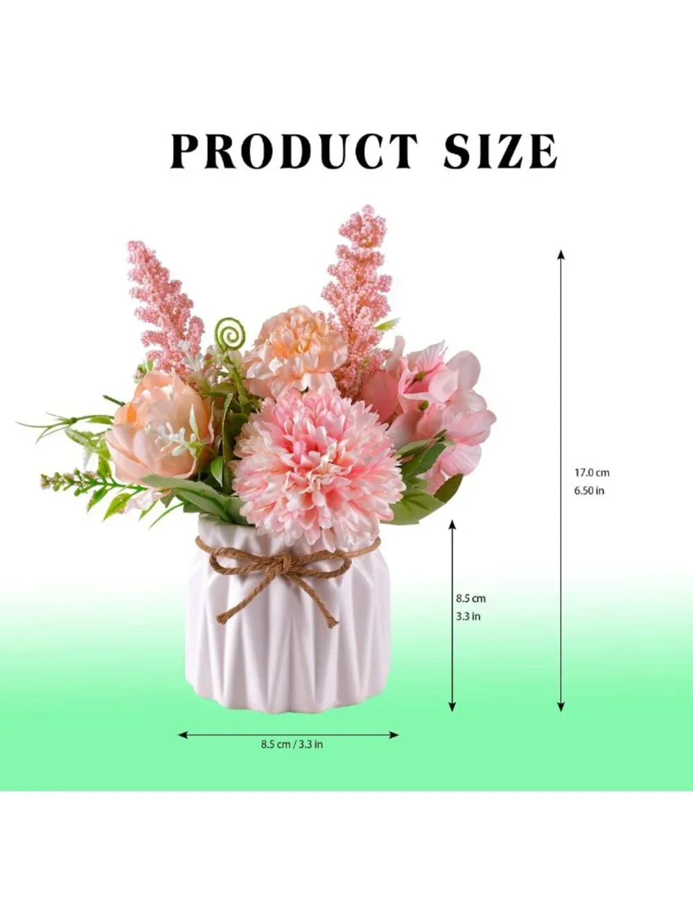 Pink Artificial Flower Arrangement in Small Ceramic Vase - Indoor Decor for Home